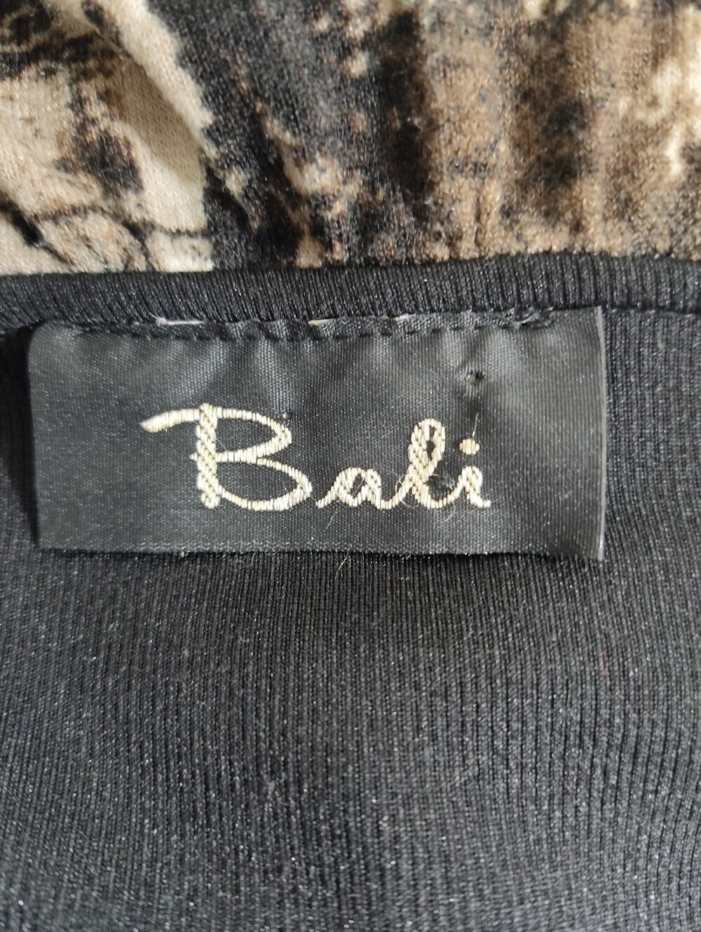 Bali Mixed Media Asymmetrical Tunic Top Black Abstract Faux Leather Trim M - Picture 10 of 12